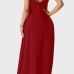 Casual V Neck Asymmetrical Wine Red Blending Floor Length Dress Casual V Neck Asymmetrical Wine Red Blending Floor Length Dress