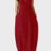 Casual V Neck Asymmetrical Wine Red Blending Floor Length Dress Casual V Neck Asymmetrical Wine Red Blending Floor Length Dress