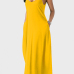 Casual V Neck Asymmetrical Yellow Blending Floor Length Dress Casual V Neck Asymmetrical Yellow Blending Floor Length Dress
