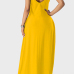 Casual V Neck Asymmetrical Yellow Blending Floor Length Dress Casual V Neck Asymmetrical Yellow Blending Floor Length Dress