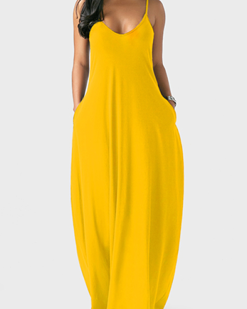 Casual V Neck Asymmetrical Yellow Blending Floor Length Dress Casual V Neck Asymmetrical Yellow Blending Floor Length Dress