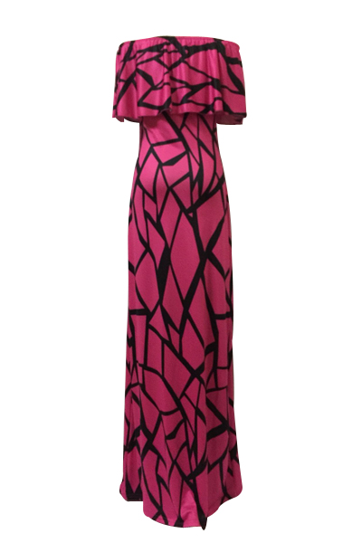 Charming Bateau Neck Short Sleeves Falbala Design Purple Milk Fiber Sheath Ankle Length Dress