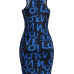 Charming U-shaped Neck Sleeveless Printed Blue Qmilch Sheath Knee Length Dress Charming U-shaped Neck Sleeveless Printed Blue Qmilch Sheath Knee Length Dress