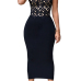 Charming V Neck Spaghetti Strap Sleeveless Zipper Design Hollow-out Black Polyester Sheath Mid Calf Dress Charming V Neck Spaghetti Strap Sleeveless Zipper Design Hollow-out Black Polyester Sheath Mid Calf Dress