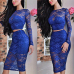 Cheap Sexy O Neck Long Sleeves Patchwork Blue Lace Knee Length Dress Cheap Sexy O Neck Long Sleeves Patchwork Blue Lace Knee Length Dress