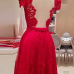 Cheap Sexy V Neck Short Sleeves Backless Red Lace Mini Dress Cheap Sexy V Neck Short Sleeves Backless Red Lace Mini Dress