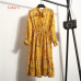 Chiffon High Elastic Waist Party Dress Bow A-line Women Full Sleeve Flower Print Floral Bohemian Dress Female Vestido Plus Size