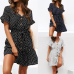 Chiffon Summer Dress Women Sexy V Neck Butterfly Short Sleeve Beach Dress Casual Dot Dress With Belt Plus Size Vestidos Casuais