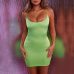 Colysmo Stretch Satin Mini Dress Women Sexy Straps Slim Fit Bodycon Party Dress Neon Green Pink Dress Dual-layered Robe Femme