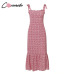 Conmoto 2019 Print Ruffles Mid Summer Dress Women Casual Twist Party Dress Strapless Print Beach Princess Long Dress Vestidos