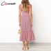 Conmoto 2019 Print Ruffles Mid Summer Dress Women Casual Twist Party Dress Strapless Print Beach Princess Long Dress Vestidos