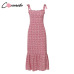 Conmoto 2019 Print Ruffles Mid Summer Dress Women Casual Twist Party Dress Strapless Print Beach Princess Long Dress Vestidos