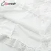 Conmoto Hollow Out Double Layer Dress Long Sleeves White Lace Dress Women  Spring 2019 Casual Sexy Embroidery Dress Vestidos