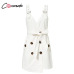 Conmoto Khaki Solid Vintage Blazer Sexy Dress Women Casual Belt Tie White Autumn Winter Dresses High Fashion Party Dress Vestido