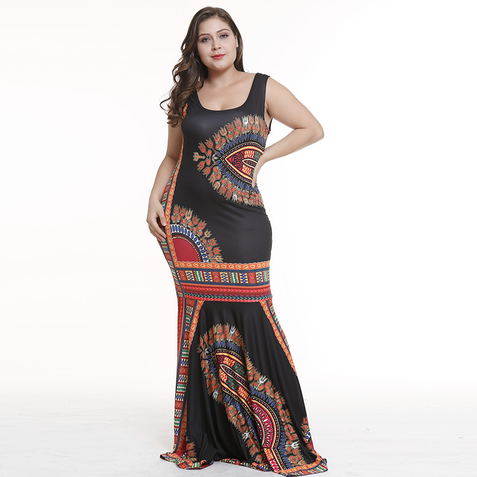 Cross-border explosion models Europe and the United States large size women's fat mmV collar Amazon printing lace waist skirt #94931