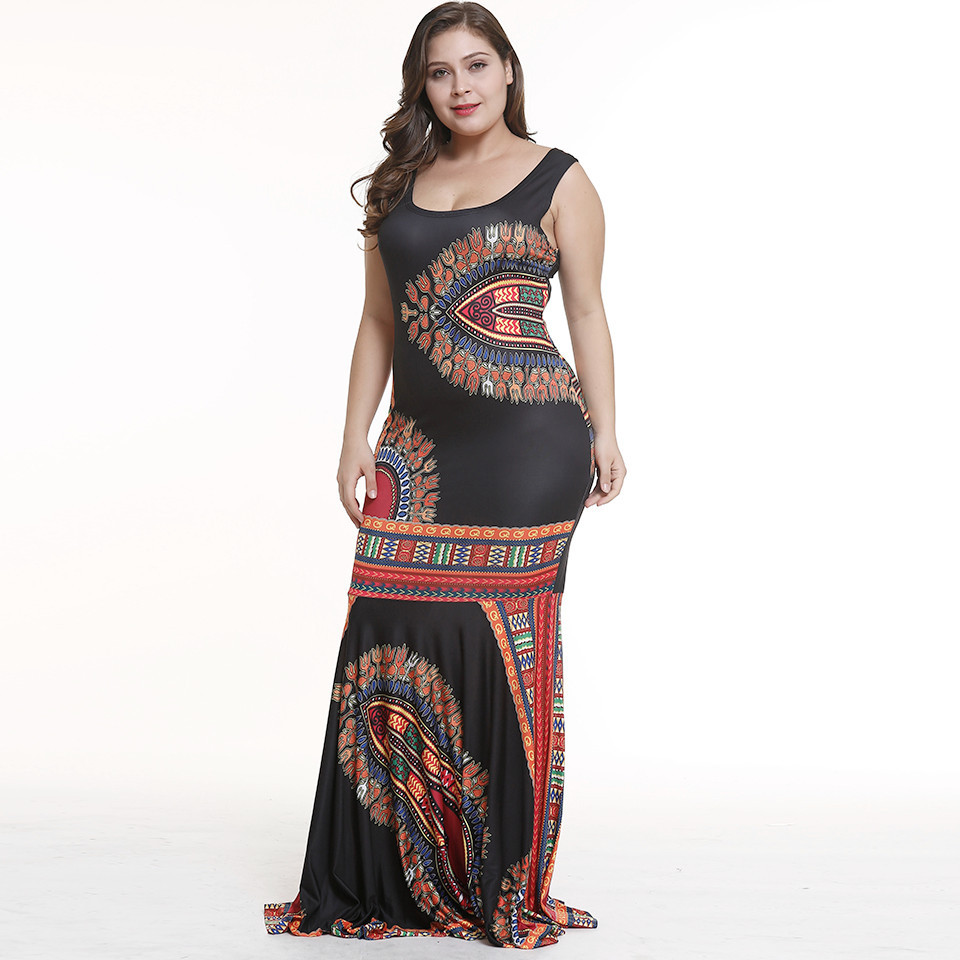 Cross-border explosion models Europe and the United States large size women's fat mmV collar Amazon printing lace waist skirt #94931