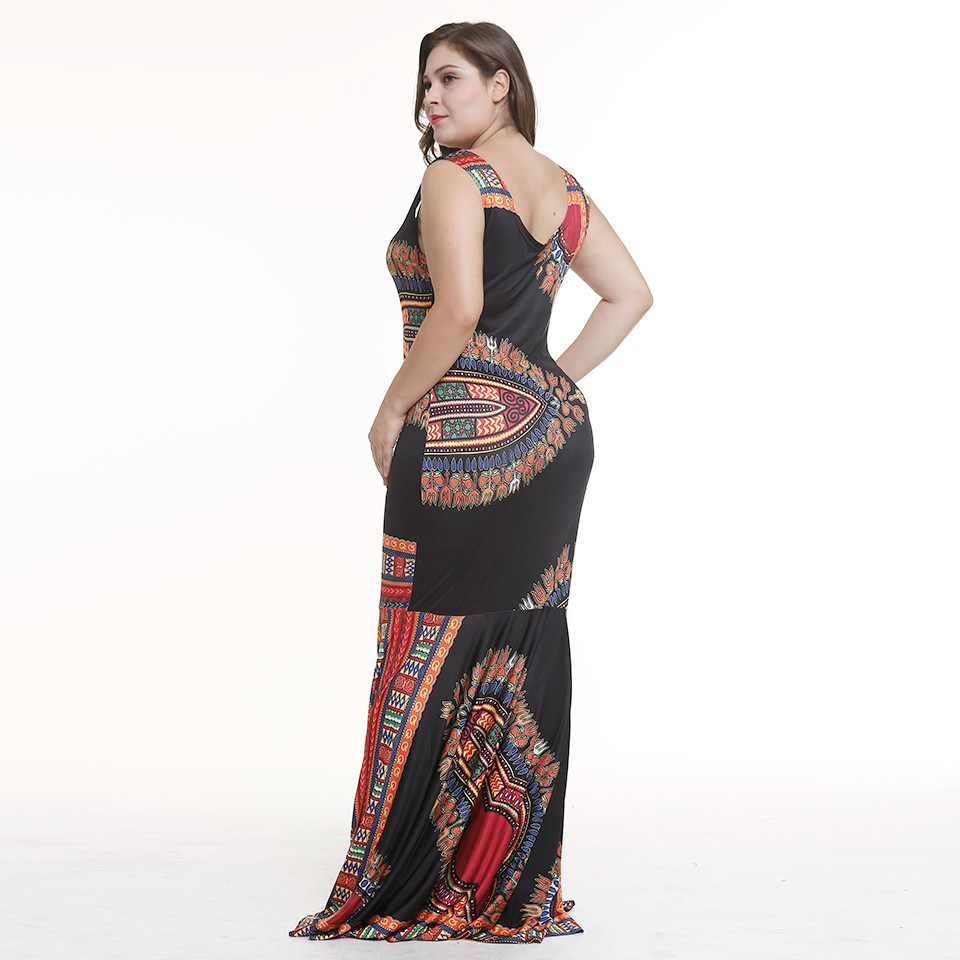 Cross-border explosion models Europe and the United States large size women's fat mmV collar Amazon printing lace waist skirt #94931