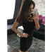 Deep V-Neck Hollow Out Sleeveless Sheath Knee-Length Solid Tunic Stretch Sexy Lady Tank Dress Women Club Party Ball Dress Female