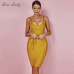 Deer Lady 2019 Bandage Dress New Arrivals Summer Yellow Bodycon Dress V Neck Spaghetti Strap Autumn Bandage Dress Party Women