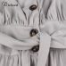 Dicloud Sexy linen dresses women summer 2019 fashion v neck sexy midi vestidos off white beach party wrap dresses female