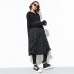 [EAM] 2019 New Spring  Hooded Long Sleeve Drawstring Black Fold Split Joint Loose Long Dress Women Fashion Tide JD07601