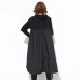 [EAM] 2019 New Spring  Hooded Long Sleeve Drawstring Black Fold Split Joint Loose Long Dress Women Fashion Tide JD07601