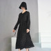 [EAM] 2019 New Spring  Round Neck Long Sleeve Solid Black Chiffon Dot Loose Big Size Dress Women Fashion Tide JA23601M