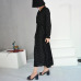 [EAM] 2019 New Spring  Round Neck Long Sleeve Solid Black Chiffon Dot Loose Big Size Dress Women Fashion Tide JA23601M