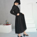 [EAM] 2019 New Spring  Round Neck Long Sleeve Solid Black Chiffon Dot Loose Big Size Dress Women Fashion Tide JA23601M