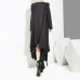 [EAM] 2019 New Spring  Summer Round Neck Long Sleeve Ruffles Split Joint Irregular Hem Loose Dress Women Fashion Tide JI045