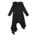 [EAM] 2019 New Spring  Summer Round Neck Long Sleeve Ruffles Split Joint Irregular Hem Loose Dress Women Fashion Tide JI045