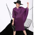 [EAM] 2019 Spring  Trendy New Crimp Bat Sleeve Design Big Size Loose Large Size Solid Color Dress Women Fashion FU11191