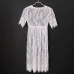 EFINNY Summer Dress Women Hollow Out Transparent Dress Casual Sleeve Beach Dress O Neck Vestido