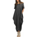 EaseHut Casual Women Maxi Dress O Neck Pocket Summer Asymmetric Baggy Plus Size 4XL 5XL Retro Long Dresses Loose Vestido Female