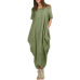 EaseHut Casual Women Maxi Dress O Neck Pocket Summer Asymmetric Baggy Plus Size 4XL 5XL Retro Long Dresses Loose Vestido Female