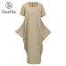 EaseHut Casual Women Maxi Dress O Neck Pocket Summer Asymmetric Baggy Plus Size 4XL 5XL Retro Long Dresses Loose Vestido Female