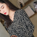 Elegant V-neck Print Chiffon Dress Spring Flare Sleeve Ruffles Elastic Slim Waist Female Midi Dress 2019 Chic Vestidos