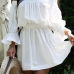 Euramerican Dew Shoulder Half Sleeves White Cotton Blend Mini Dress Euramerican Dew Shoulder Half Sleeves White Cotton Blend Mini Dress