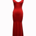 Euramerican U-shaped Neck Sleeveless Red Cotton Blend Sheath Floor Length Dress Euramerican U-shaped Neck Sleeveless Red Cotton Blend Sheath Floor Length Dress