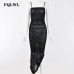 FQLWL Sexy Mesh Women Dress Summer 2018 Strapless Backless Zipper Split Draped Maxi Dress Club Party Wrap Long Dresses Vestiods