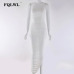 FQLWL Sexy Mesh Women Dress Summer 2018 Strapless Backless Zipper Split Draped Maxi Dress Club Party Wrap Long Dresses Vestiods