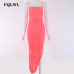 FQLWL Sexy Mesh Women Dress Summer 2018 Strapless Backless Zipper Split Draped Maxi Dress Club Party Wrap Long Dresses Vestiods