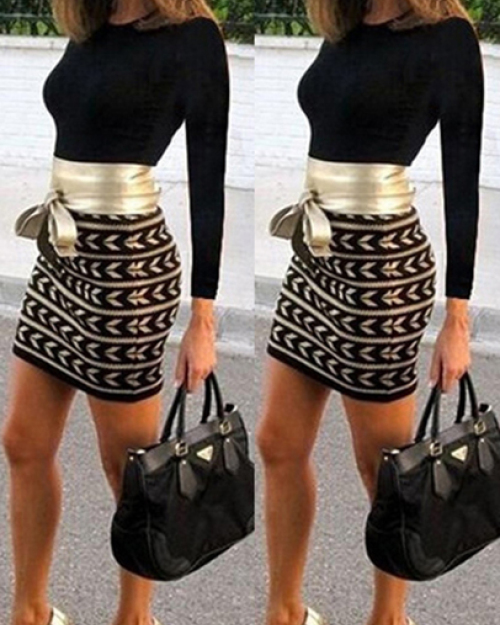 Fashion O Neck Long Sleeves Patchwork Polyester Sheath Mini Dress Fashion O Neck Long Sleeves Patchwork Polyester Sheath Mini Dress