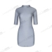 Fashion Turtleneck Short Sleeves Asymmetrical Grey Spandex Sheath Mini Dress Fashion Turtleneck Short Sleeves Asymmetrical Grey Spandex Sheath Mini Dress