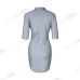 Fashion Turtleneck Short Sleeves Asymmetrical Grey Spandex Sheath Mini Dress Fashion Turtleneck Short Sleeves Asymmetrical Grey Spandex Sheath Mini Dress