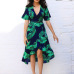 Floral Print Bohemian Beach Dress 2019 Summer Women Chiffon Dress Ruffles Casual Short Sleeve V-Neck Wrap Party Dresses Vestidos