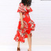 Floral Print Bohemian Beach Dress 2019 Summer Women Chiffon Dress Ruffles Casual Short Sleeve V-Neck Wrap Party Dresses Vestidos