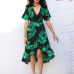 Floral Print Bohemian Beach Dress 2019 Summer Women Chiffon Dress Ruffles Casual Short Sleeve V-Neck Wrap Party Dresses Vestidos