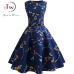 Floral Print Summer Dress Women  Vintage Elegant Swing Rockabilly Party Dresses Plus Size Casual Midi Tunic Runway Dress