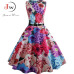 Floral Print Summer Dress Women  Vintage Elegant Swing Rockabilly Party Dresses Plus Size Casual Midi Tunic Runway Dress